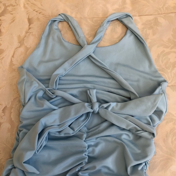 Baby Blue Ruched Cutout Dress - Picture 2 of 2